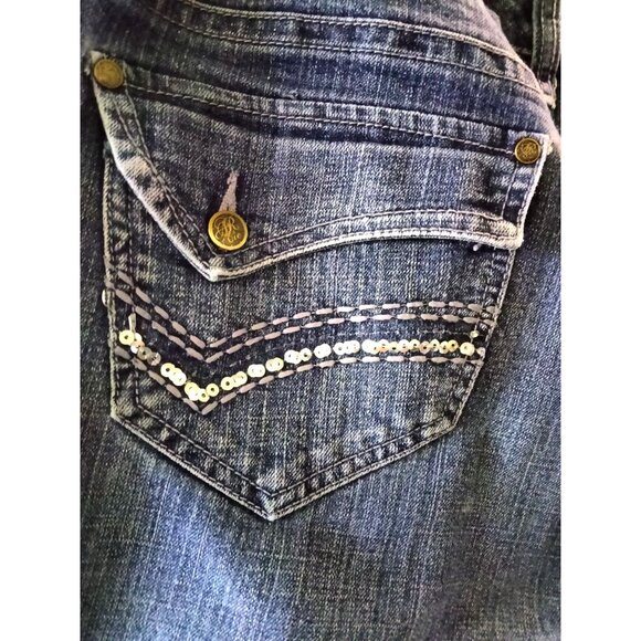 American Rag Cie Womens Cropped Denim Jeans Embellished Back Pockets Size 18 - Picture 7 of 10
